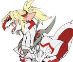  alternate_species anthro armor blonde_hair dragon fate_(series) green_eyes hair open_mouth ponytail saber_of_red sharp_teeth short_hair takatsuki_nato teeth tongue tongue_out 