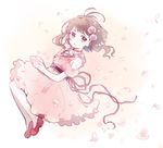  bare_shoulders breasts brown_eyes brown_hair choker dress frills hair_ornament open_mouth reala ribbon shoes short_hair tales_of_(series) tales_of_destiny_2 thighhighs 