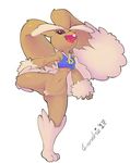  2017 anthro bottomless cheerleader clothed clothing crombie female lagomorph looking_at_viewer lopunny mammal nintendo on_one_leg open_mouth pok&eacute;mon pussy solo standing video_games 