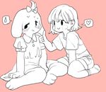  &lt;3 anthro asriel_dreemurr caprine chara_(undertale) child clothed clothing crossdressing cub cute dress embarrassed female fur goat hair_bow hair_ribbon human male male/female mammal ribbons semi sitting undertale video_games white_fur young 