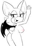  2017 anthro bat breasts butt female hearlesssoul looking_at_viewer mammal nipples open_mouth rear_view rouge_the_bat solo sonic_(series) standing wings 