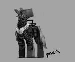  2017 armor clothed clothing cybernetics cyborg equine feral grey_background greyscale helmet horse machine male mammal monochrome my_little_pony panzery25 pony signature simple_background solo 