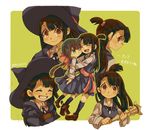  bad_source black_legwear blush bow brown_eyes brown_footwear brown_hair cheek-to-cheek cloak closed_eyes constanze_amalie_von_braunschbank-albrechtsberger eye_contact full_body green_eyes hair_bow happy hat hood hooded_cloak hug kagari_atsuko little_witch_academia long_hair long_sleeves looking_at_another looking_at_viewer multiple_girls one_eye_closed pink_bow red_eyes school_uniform shiny_rod shoes sidelocks smile socks staff teeth tokuura witch_hat 