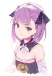  bare_shoulders blush detached_sleeves fate/grand_order fate_(series) flat_chest helena_blavatsky_(fate/grand_order) looking_at_viewer purple_eyes purple_hair roll_okashi short_hair sketch smile solo strapless tree_of_life white_background white_sleeves 