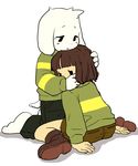  anthro asriel_dreemurr caprine chara_(undertale) child cub cute female fur goat holding_head hug human male male/female mammal semi undertale video_games white_fur young 