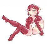  2017 alec8ter anthro areola bedroom_eyes breasts clarice_(poiuytrew) feet female half-closed_eyes living_latex looking_at_viewer mammal nipples nude red_panda rubber seductive side_view signature simple_background sitting smile white_background 