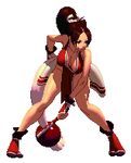  animated animated_gif bouncing_breasts breasts brown_hair cleavage fatal_fury king_of_fighters ponytail shiranui_mai 