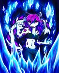  5_fingers anthro breasts clothed clothing feline female hair leopard looking_at_viewer mammal midriff navel neotheta purple_eyes purple_hair solo 