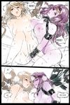  :o blonde_hair blush breasts breasts_apart closed_eyes fingering heavy_breathing highres incest kayle large_breasts league_of_legends long_hair morgana multiple_girls nipples nude open_mouth pd_(pdpdlv1) pointy_ears purple_hair purple_skin pussy siblings sisters smile sweat translated wings yuri 