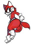  anthro balls big_butt big_ears butt canine clothing custom_character_(sonic_forces) erection eyewear footwear fur glasses gloves headgear headphones headset looking_back male mammal nude penis pointy_ears sharp_teeth shoes simple_background smile solo sonic_(series) sonic_forces teeth white_background wolf wuvvums 