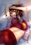  hakurei_reimu miko open_shirt take_no_ko touhou 