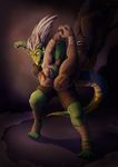  2015 5_toes anthro breasts clothed clothing digitigrade dragon duo eyes_closed female male neotheta standing teeth toes yellow_eyes 