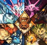  2017 :d ambiguous_gender black_borders black_eyes black_fur blue_eyes blue_fur blue_sclera blue_skin brown_background brown_fur eevee eeveelution empty_eyes espeon feral flareon frill frown fur glaceon grass green_fur grin group head_tuft headshot_portrait jolteon kenket leaf leafeon looking_at_viewer looking_down looking_up multiple_scenes neck_tuft nintendo open_mouth orange_background painting_(artwork) paws pink_fur pok&eacute;mon portrait purple_background purple_eyes purple_fur red_fur red_sclera ribbons simple_background smile sylveon tongue traditional_media_(artwork) tuft umbreon vaporeon video_games white_eyes white_fur yellow_fur yellow_sclera 