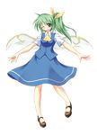  bad_id bad_pixiv_id daiyousei full_body green_eyes green_hair highres lozelia one_eye_closed side_ponytail solo touhou transparent_background wings 