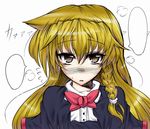  blank_speech_bubble blonde_hair blush bow bowtie braid brown_eyes commentary_request flying_sweatdrops kirisame_marisa long_hair looking_at_viewer nose_blush simple_background sketch solo speech_bubble touhou translation_request upper_body very_long_hair wakura_(gcdan) wavy_hair white_background 