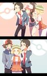  2girls bad_id bad_pixiv_id baseball_cap bel_(pokemon) beret blazer cheren_(pokemon) glasses hand_in_pocket hat highres jacket kinako928 multiple_boys multiple_girls pokemon pokemon_(game) pokemon_bw touko_(pokemon) touya_(pokemon) vest 