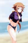  azumaya_hironaru bikini bikini_bottom dieci_(nanoha) jacket long_hair lyrical_nanoha mahou_shoujo_lyrical_nanoha_strikers mahou_shoujo_lyrical_nanoha_vivid midriff no_pants numbers_(nanoha) solo swimsuit 