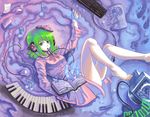  4chan art_brush artist_request barefoot book brush hat headphones instrument keyboard_(instrument) legs meido mouse_(computer) musical_note oc-tan paintbrush pen solo 