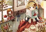  bad_id bad_pixiv_id blonde_hair book cup doll flower food fruit headphones heart indoors macaron original reading ribbon shindog solo strawberry sugar_cube sweets teacup teapot tiered_tray 
