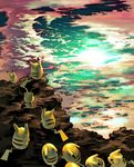  cloud gen_1_pokemon gen_2_pokemon nature no_humans pichu pikachu pokemon pokemon_(creature) quro_(danchou) scenery sky sun too_many too_many_pikachu 