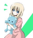  blonde_hair blue_eyes casual k-on! kotobuki_tsumugi long_hair solo stuffed_animal stuffed_toy tanaka_&quot;wonder&quot;_hiroshi teddy_bear 
