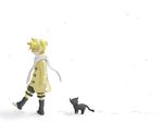  bad_id bad_pixiv_id blonde_hair cat coat headphones kagamine_len male_focus mimori_(soiree) scarf snow solo vocaloid 