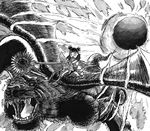  4chan angry berserk crossover demon drawfag epic flower flying greyscale koiwai_yotsuba monochrome monster non-web_source parody quad_tails sunflower wings yotsubato! zodd 