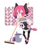  1girl bad_id bad_pixiv_id bat_wings demon_girl disgaea glasses horns makai_senki_disgaea_3 pantyhose pink_eyes pink_hair pointy_ears raspberyl sailor_collar skirt solo tail white_sailor_collar wings 