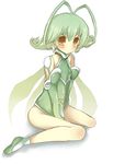  antenna_hair ar_tonelico ar_tonelico_ii arm_support bad_id bad_pixiv_id bangs between_legs blush colored_eyelashes detached_sleeves fairy_wings flat_chest flipped_hair frelia from_side full_body gradient gradient_wings green_hair green_leotard green_wings hakone_(miki) hand_between_legs leotard looking_at_viewer multicolored multicolored_wings raised_eyebrows short_hair simple_background sitting solo tears turtleneck wariza white_background wings yellow_eyes 