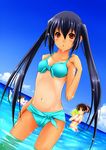  bad_id bad_pixiv_id bikini dutch_angle hirasawa_ui i-la k-on! multiple_girls nakano_azusa one-piece_tan partially_submerged suzuki_jun swimming swimsuit tan tanline wading wet 