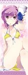  bad_id bad_pixiv_id bikini cameltoe crossed_legs cup drinking_straw front-tie_top genderswap genderswap_(mtf) glasses gundam gundam_00 mouth_hold nakayama_miyuki purple_eyes purple_hair side-tie_bikini sitting swimsuit tieria_erde untied 