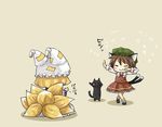  cat chen chibi dancing hagino_chiyoko multiple_girls sitting touhou yakumo_ran 