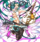  :d abs aqua_eyes aqua_hair armpits bad_anatomy bad_id bad_pixiv_id bad_proportions belt black_legwear blush breasts covered_nipples detached_sleeves feet glowing guitar hair_ornament hatsune_miku hatsune_miku_(append) highres instrument jongo jumping long_hair medium_breasts muscle navel necktie no_bra no_panties open_clothes open_mouth open_shirt outstretched_arms shirt skirt smile solo spread_arms thighhighs toeless_legwear toes twintails very_long_hair vest vocaloid vocaloid_append wings 
