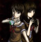  amakura_mayu amakura_mio bad_id bad_pixiv_id blush brown_eyes brown_hair camera dress fatal_frame fatal_frame_2 lo_lis multiple_girls siblings sisters twins 