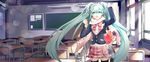  aqua_eyes aqua_hair bag blazer chair classroom clock cocoon_(loveririn) cropped error hatsune_miku jacket long_hair plaid plaid_skirt scarf skirt solo table thighhighs twintails very_long_hair vocaloid zettai_ryouiki 