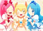  bad_id bad_pixiv_id blue_choker blue_hair bow choker closed_eyes cure_blossom cure_marine cure_sunshine hanasaki_tsubomi heartcatch_precure! kurumi_erika long_hair magical_girl mizu_asato multiple_girls myoudouin_itsuki one_eye_closed orange_choker pink_bow pink_choker pink_hair ponytail precure rainbow_order ribbon twintails very_long_hair yellow_bow 