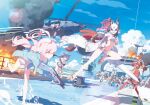  6+girls ahoge aircraft animal_ears arisaka assault_rifle beretta_1301 beretta_ar70/90 bikini black_hair blue_archive blue_sky bolt_action cat_ears cloud day dutch_angle explosion eyewear_on_head fire flag flower fox_mask game_asset gas_mask gatling_gun gun hair_between_eyes hair_flower hair_ornament halo helicopter helmet_gang_officer_(blue_archive) helmet_gangster_(blue_archive) highres holding holding_gun holding_weapon hood hoshino_(blue_archive) hoshino_(swimsuit)_(blue_archive) jacket jumping lens_flare long_hair low_twintails m134_minigun mask military_vehicle mimitoke multiple_girls non-web_source nonomi_(blue_archive) nonomi_(swimsuit)_(blue_archive) ocean official_art outdoors outstretched_arm pink_hair pink_halo red_eyes red_halo respirator rifle ring_of_light_(blue_archive) running sandals serika_(blue_archive) serika_(swimsuit)_(blue_archive) ship shiroko_(blue_archive) shiroko_(swimsuit)_(blue_archive) shotgun sig_556 sig_sauer sky smoke sunglasses swimsuit thigh_strap twintails uh-60_blackhawk wakamo_(blue_archive) wakamo_(swimsuit)_(blue_archive) warship water water_drop watercraft weapon yellow_eyes 