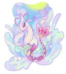  absurdres alternate_color antennae blue_eyes commentary commission english_commentary full_body highres kkakong88 milotic no_humans official_alternate_color pokemon pokemon_(creature) pokemon_focus shiny_pokemon water white_background 