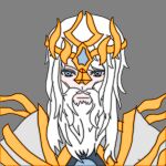  1boy arbiter arch-arbiter armor blue_eyes chronicle_of_myers commentary_request crown death_knight_(warcraft) highres jo_shin_ogi male_focus old old_man pale_skin robe shadowlands shinigami stellus_keirich underworld warcraft white_hair world_of_warcraft 