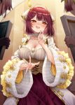  3girls alt_(ctrldel) atelier_(series) atelier_lydie_&amp;_suelle blush book breasts choker cleavage collarbone commentary_request grey_choker headscarf highres holding holding_book long_sleeves lydie_malen medium_breasts multiple_girls open_mouth red_hair short_hair sophie_neuenmuller suelle_malen white_headscarf 