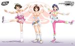  1boy 2girls akizuki_ryou bra breasts dancing eri_mizutani hidaka_megumi highres idolmaster idolmaster_dearly_stars idolmaster_ds lingerie megumi_hidaka mizutani_eri multiple_girls riyou_akitsuki trap underwear 