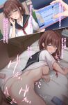 1girl absurdres age_difference bar_censor breasts censored commentary_request condom cum cum_in_pussy highres nipples original prostitution riboshika school_uniform serafuku sex used_condom vaginal 