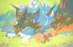  artist_name closed_eyes drooling grass highres lycanroc lycanroc_(midday) lying no_humans on_side on_stomach open_mouth outdoors pokemon pokemon_(creature) pokemon_focus rockruff seta629211 sleeping tree 