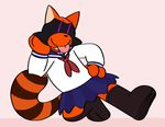  anthro clothed clothing crossdressing girly hi_res jailvian male mammal raccoon simple_background zalgaloo 