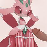  1girl antennae arms_behind_back black_eyes blush cum cum_on_lower_body cum_on_pussy erection highres insect_girl looking_down lurantis no_mouth panties panty_pull penis pink_sclera pinstripe_pattern pokemon pokemon_(creature) pokemon_sm pussy shiny_skin simple_background standing uncensored white_background white_panties youjomodoki 