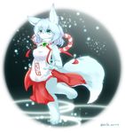  artist_request fox furry japanese_clothes long_hair smile teal_eyes teal_hair 