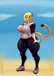  2017 anthro ber00_(artist) big_breasts breasts cheetah erect_nipples feline female mammal nipple_bulge nipples solo 