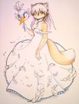  2006 anthro clothing dress feathers feline female mammal mask ponygirl_(artist) simple_background solo white_background yellow_eyes 