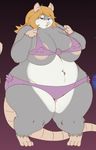  anthro big_breasts big_butt bra breasts butt clothing female gillpanda huge_butt lori_the_rat_queenie mammal obese overweight overweight_female panties pose rat rodent solo standing underwear 