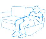  2017 animated bear belly_expansion blinking button_pop clothing inflation kick male male_pregnancy mammal navel pants pregnant randomgirl1265 shirt sitting sketch sleeping sofa solo surprise 